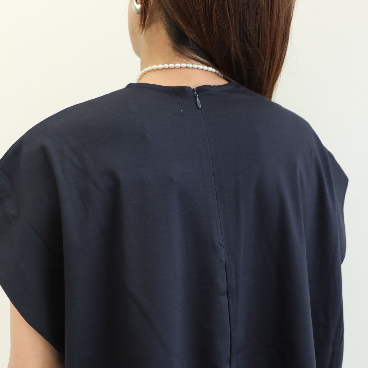 THE DRESS&CO. 黒 麻 リネン100% チュニック カットソー ☆7分袖チュニックAラインカットソー | ALBANY (Women/大きい