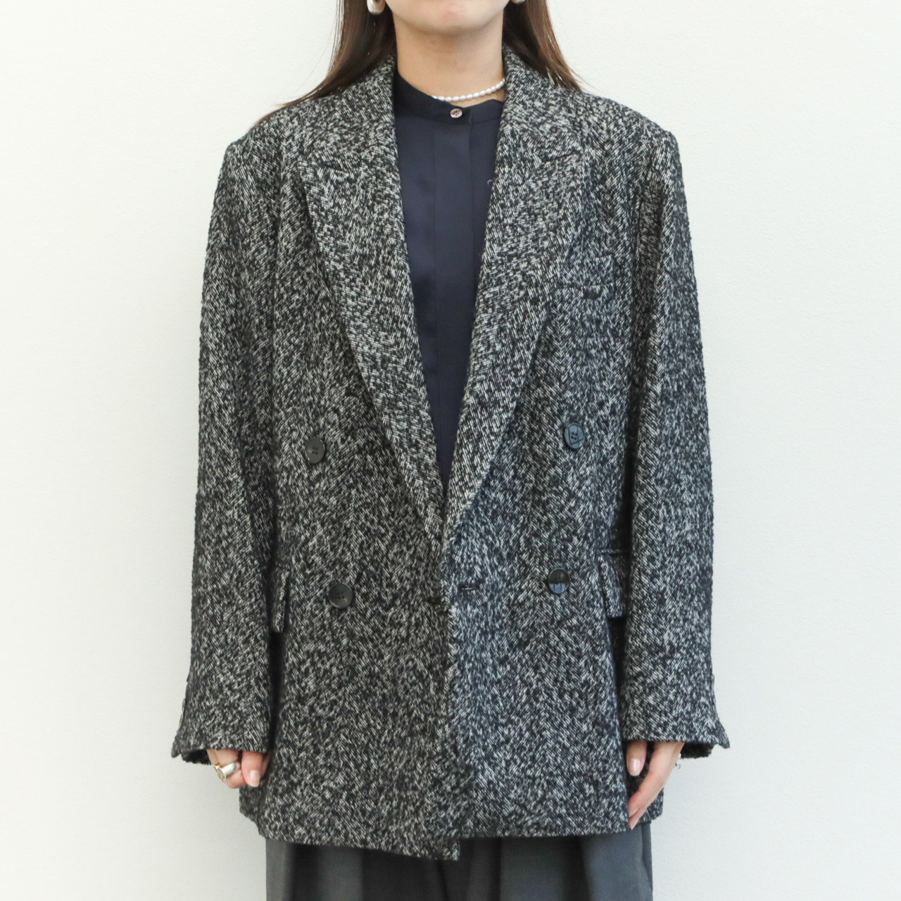 SACRA サクラ レディース ジャケット ダブル 4B ツイード ウール