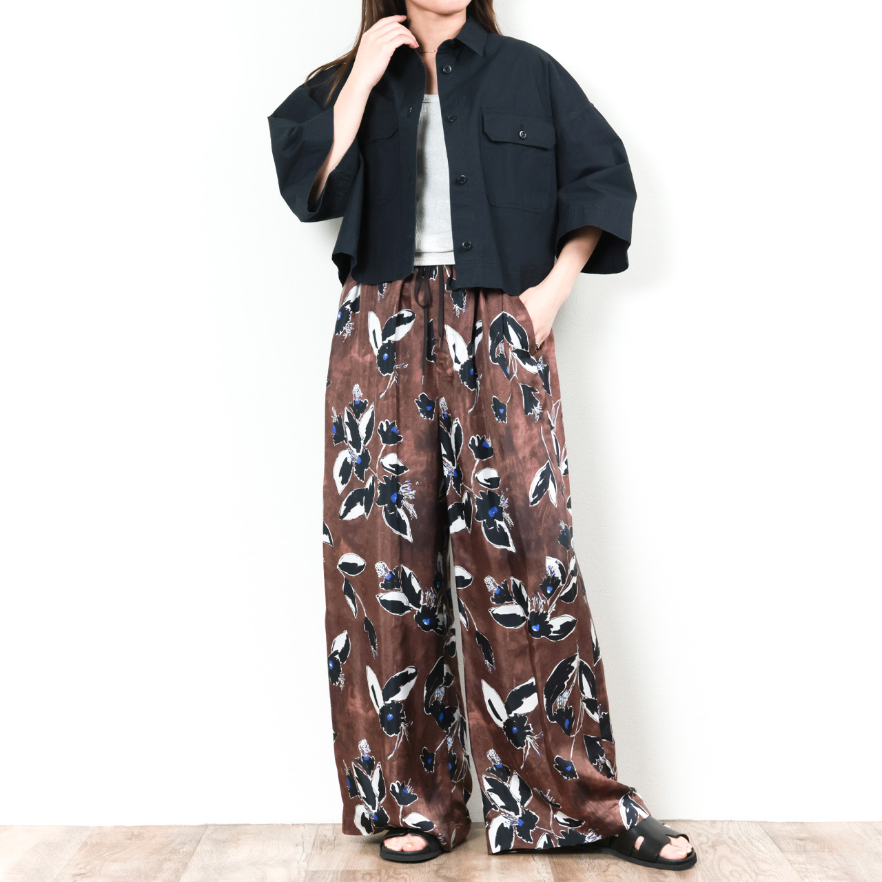 SACRA サクラ レディース パンツ スラックス ワイド キュプラ レーヨン