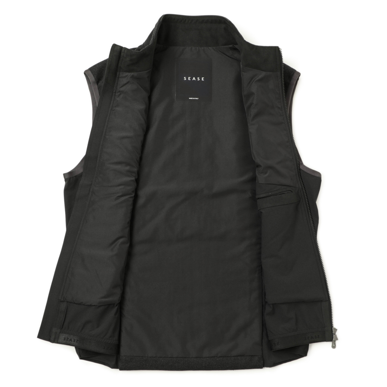 SEASE シーズ ダウン ベスト ウール ナイロン ストレッチ PREDETOR VEST 2.0 OV031 TN116  GRAPHITE/チャコールグレー｜SEASE｜菅原靴店