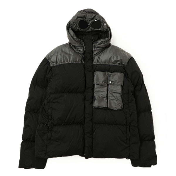 C.P.COMPANY シーピーカンパニー ダウン ジャケット ガーメントダイ ダブルジップ ゴーグル ECONYL CPCOMPANY  17CMOW032A BLACK/ブラック｜C.P.COMPANY｜菅原靴店