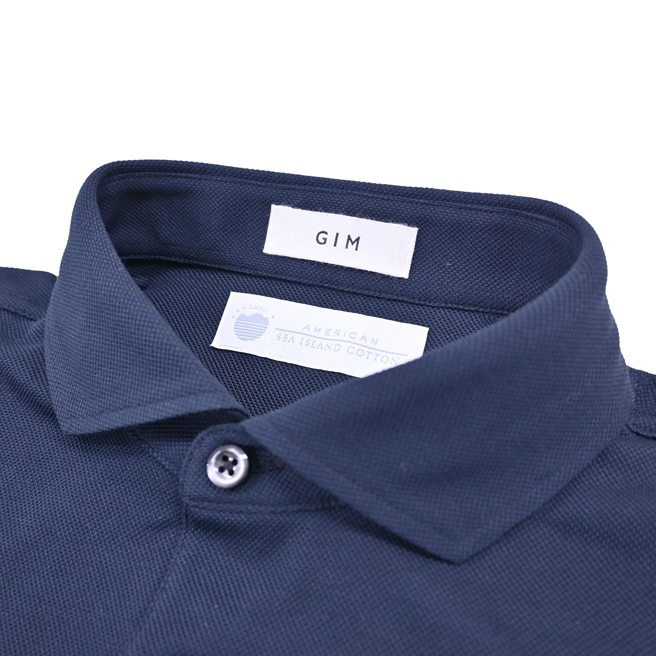 ジム GIM ／ 別注 手染めコットン鹿の子半袖ポロシャツ　Mサイズ　紺 gim ジム GIM ／ 当店別注 手染め40番手双糸コットン引き揃え