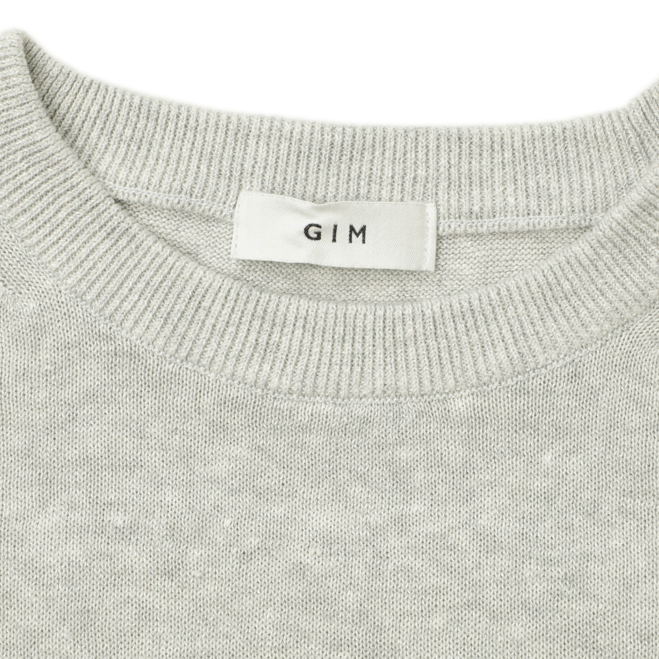 gim ジム ニット ハイゲージ クルーネック リネン コットン アイス
