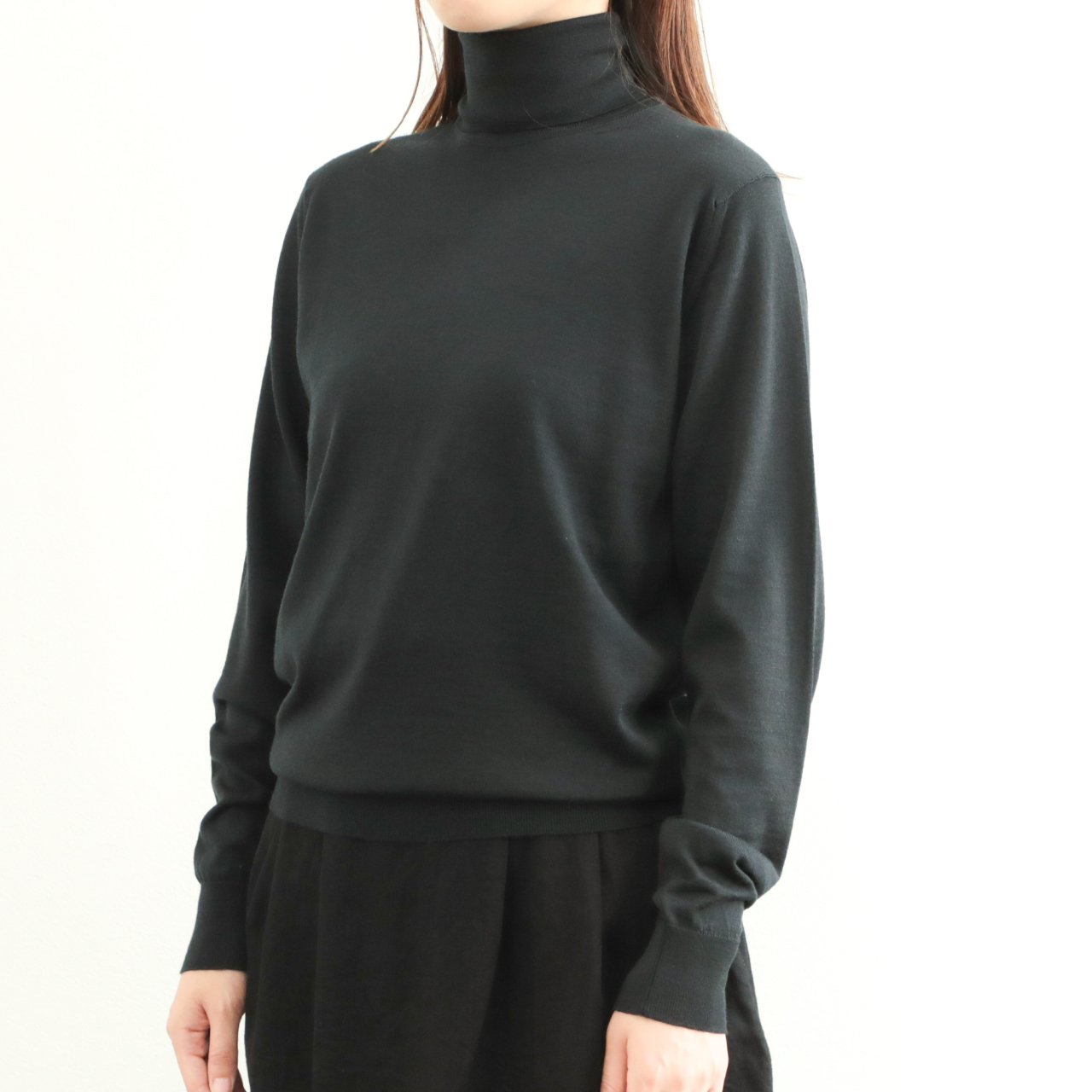 【美品】ジョンスメドレー コットン ハイゲージニット ブラック Sサイズ JOHN SMEDLEY ジョンスメドレー レディース ニット ハイゲージ