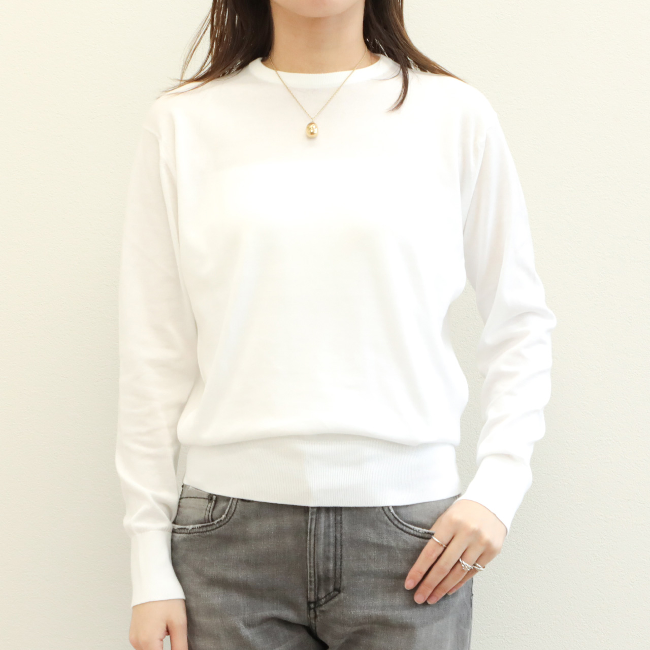 JOHN SMEDLEY ホワイトニット ショートスリーブ JOHN SMEDLEY SMEDLEY【ジョンスメドレー】モックネックニット
