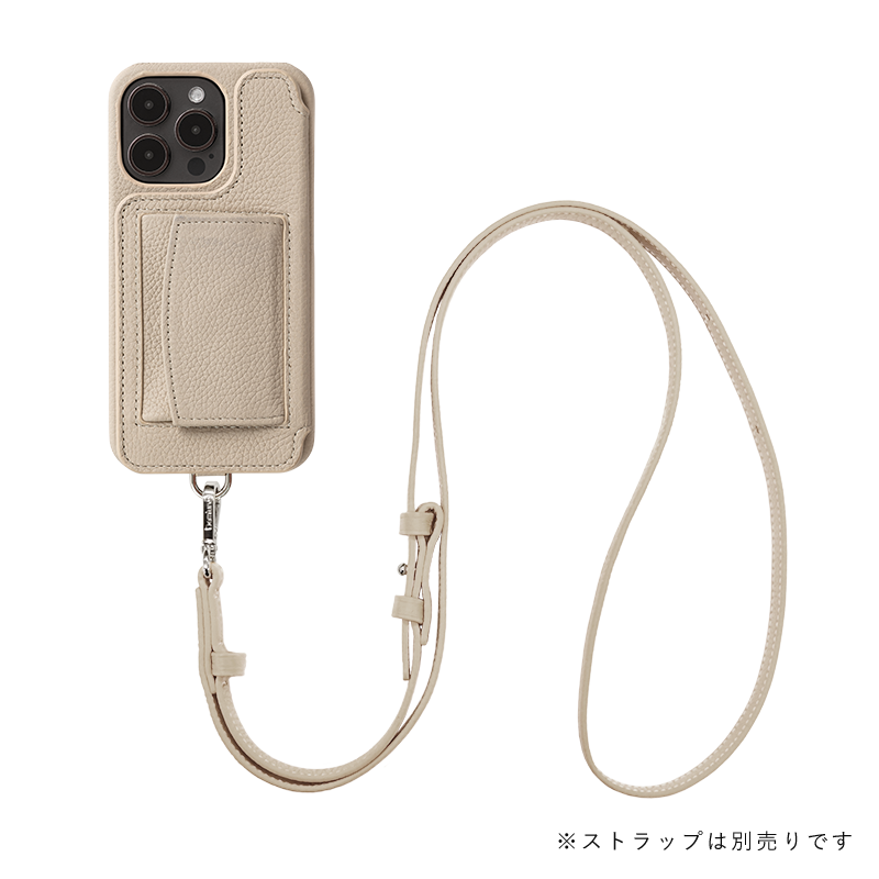 極美品　DEMIU デミウルーボiPhone 13 手帳型ケース ベージュ DEMIU デミュウ POCHE ポシェ スマホカバー スマホケース 牛革 カード