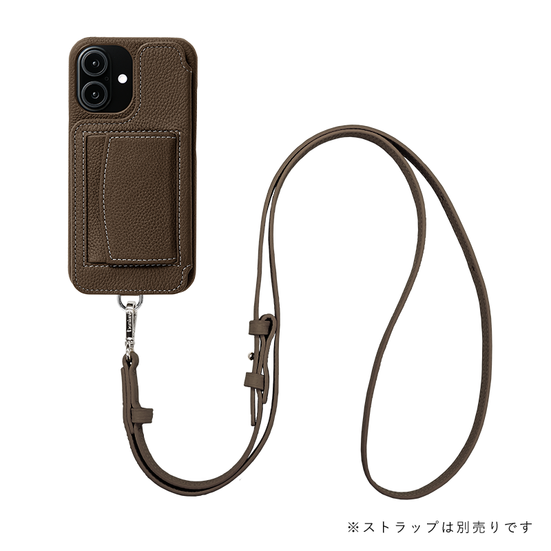 【新品】DEMIU POCHEレザー iPhoneケース エトープ　牛皮 DEMIU デミュウ POCHE ポシェ スマホカバー スマホケース 牛革