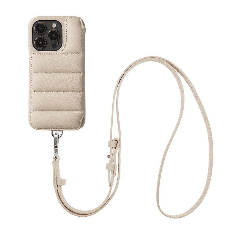 DEMIU　デミュウ　ペティ スマートフォン バッグ ストラップセット　ベージュ DEMIU デミュウ STRAP ストラップ 本革 レザー ストラップ 130cm 1.2cm