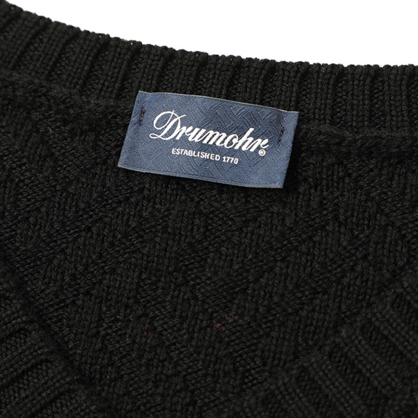 Drumohr ドルモア Vネックセーター ニット ウール ブルー 青 未使用 12Gメリノウール ハーフモックネックニット｜DRUMOHR（ドルモア