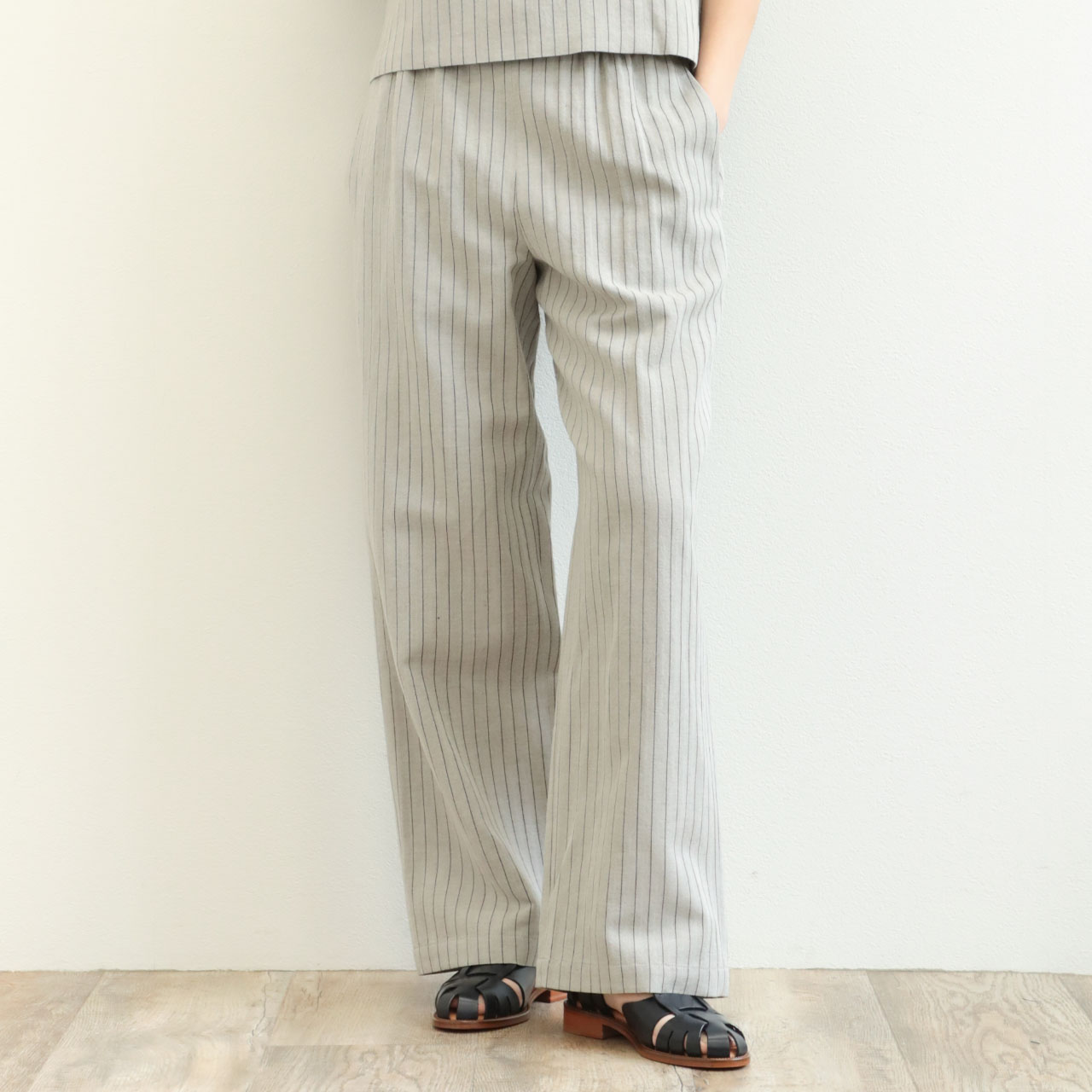 drawell ドロウェル パンツ ワイド ストライプ ドローストリング