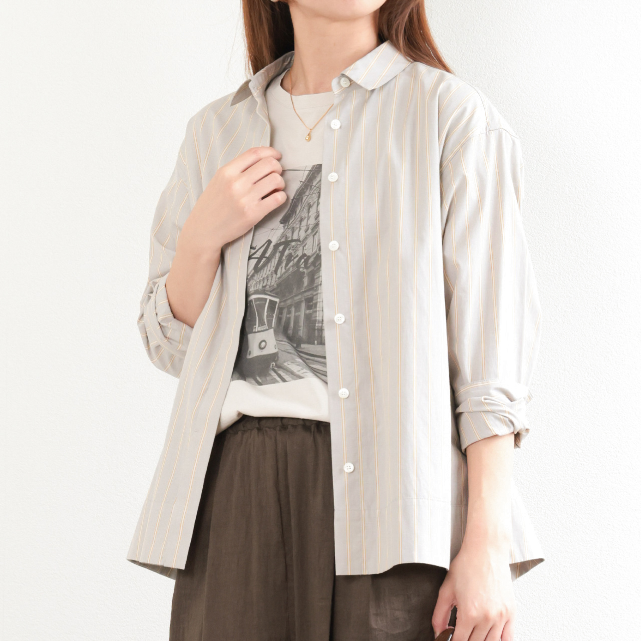 drawell ドロウェル レディース シャツ ブラウス レギュラーカラー