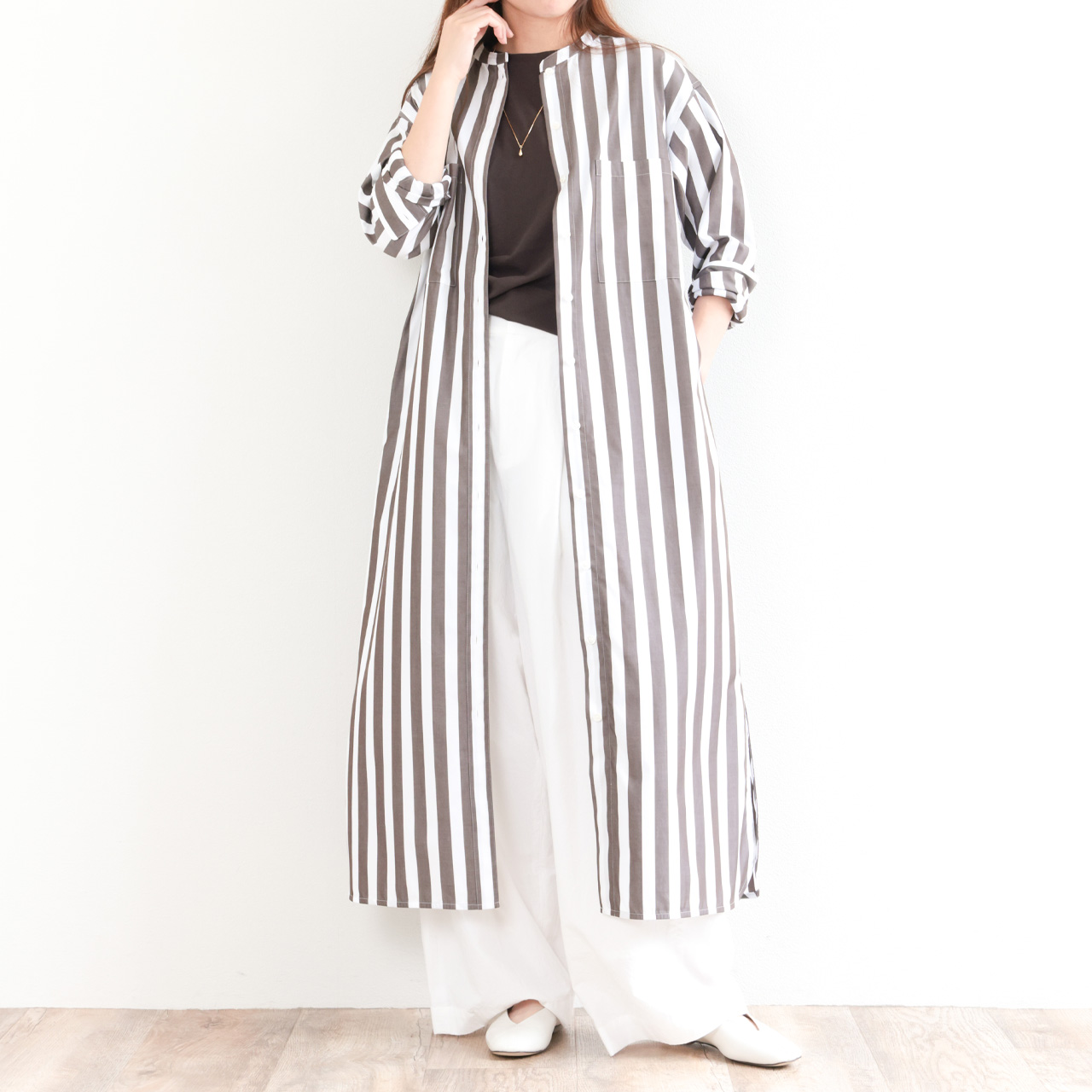 しい出品 drawell ドロウェル レディース ワンピース マキシ丈 長袖 バンド