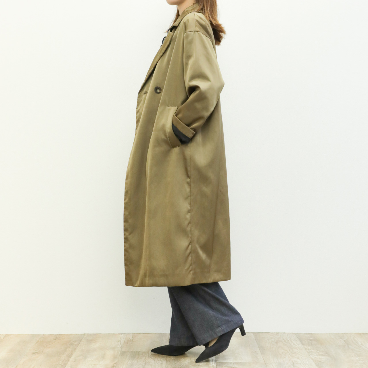 UNDERCOVER ダブルブレスト ロングコート ベージュ 8885ab3fce948722fabaa73ee0a699