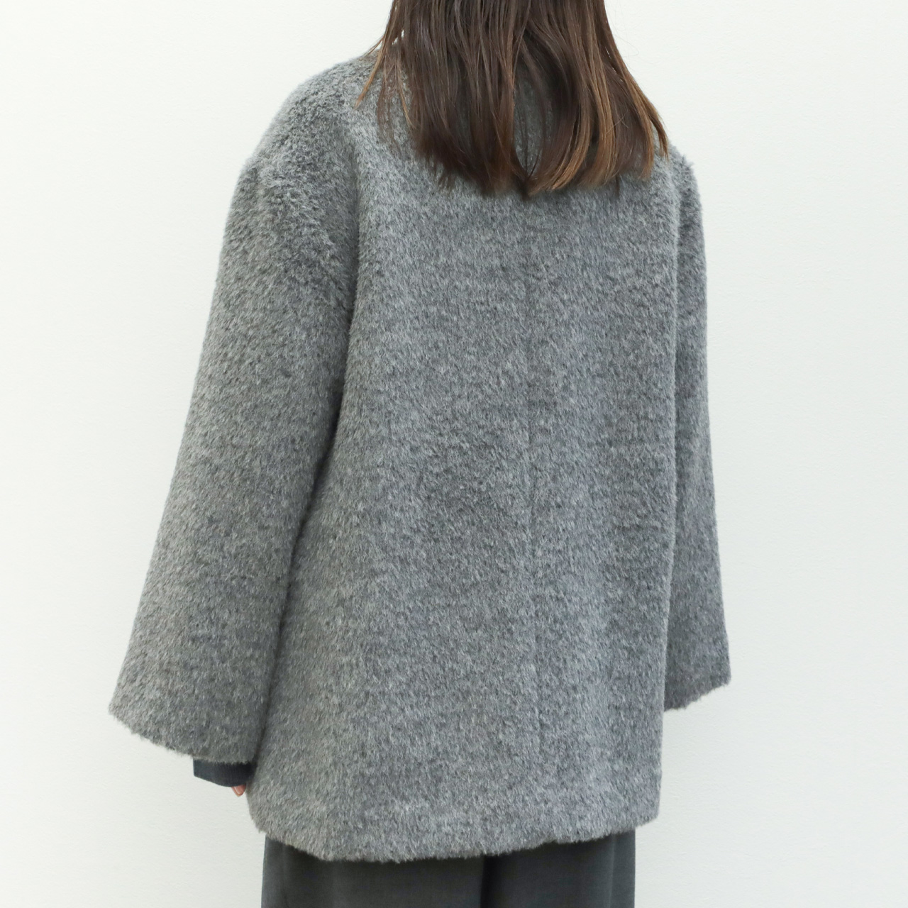 drawell ドロウェル コート ダブルブレスト ショート丈 ノーカラー A