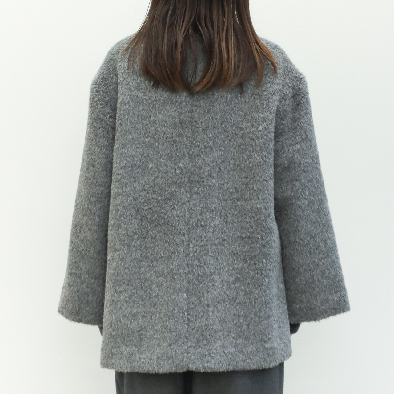 drawell ドロウェル コート ダブルブレスト ショート丈 ノーカラー A