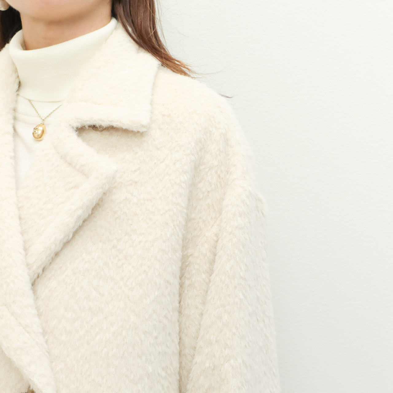 drawell ドロウェル コート ダブルブレスト ロング シャギー