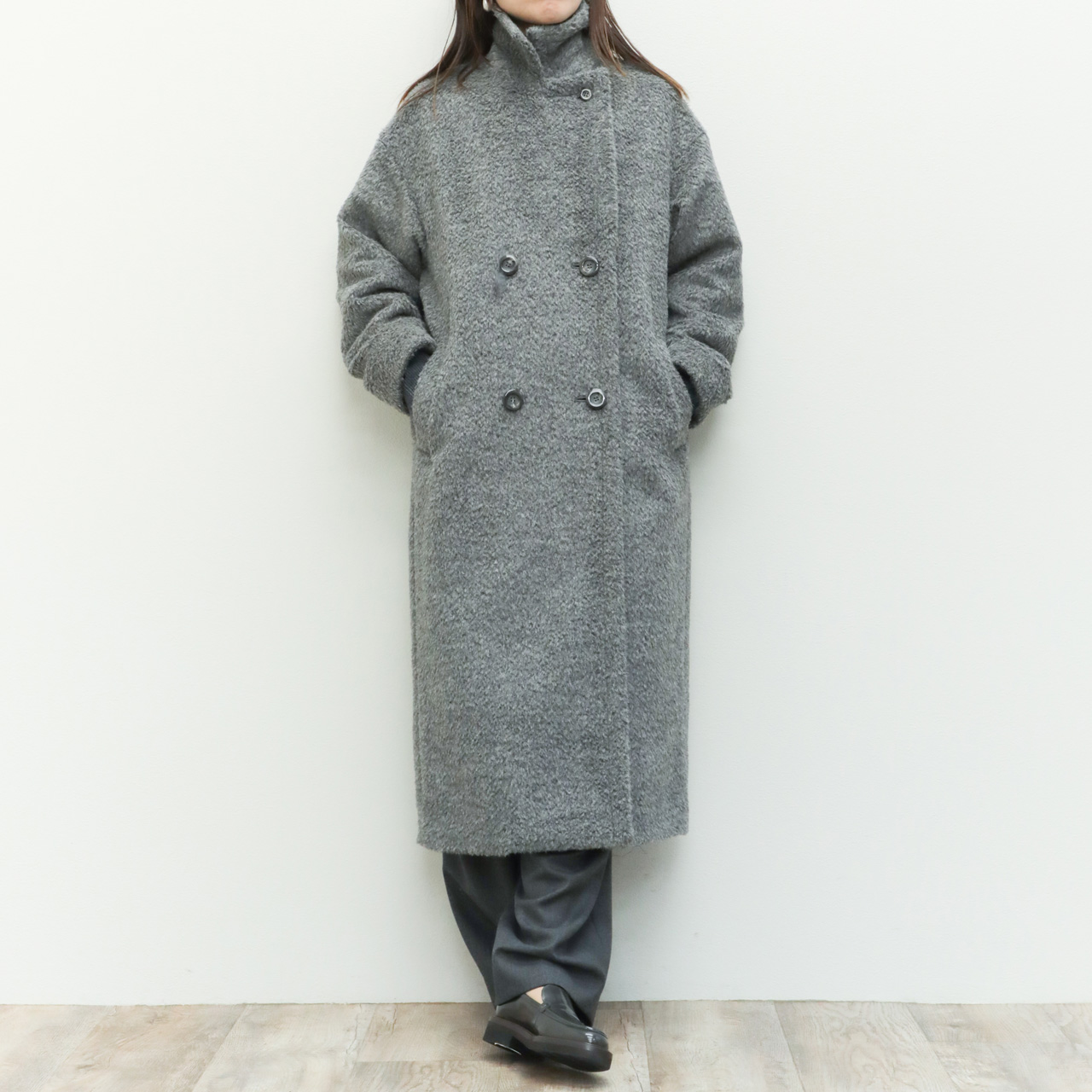 drawell ドロウェル　アルパカ　シャギー　ウール　コート drawell ドロウェル コート ダブルブレスト ロング シャギー アルパカ