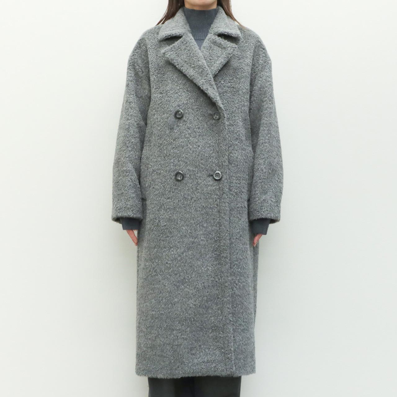 drawell ドロウェル コート ダブルブレスト ロング シャギー アルパカ