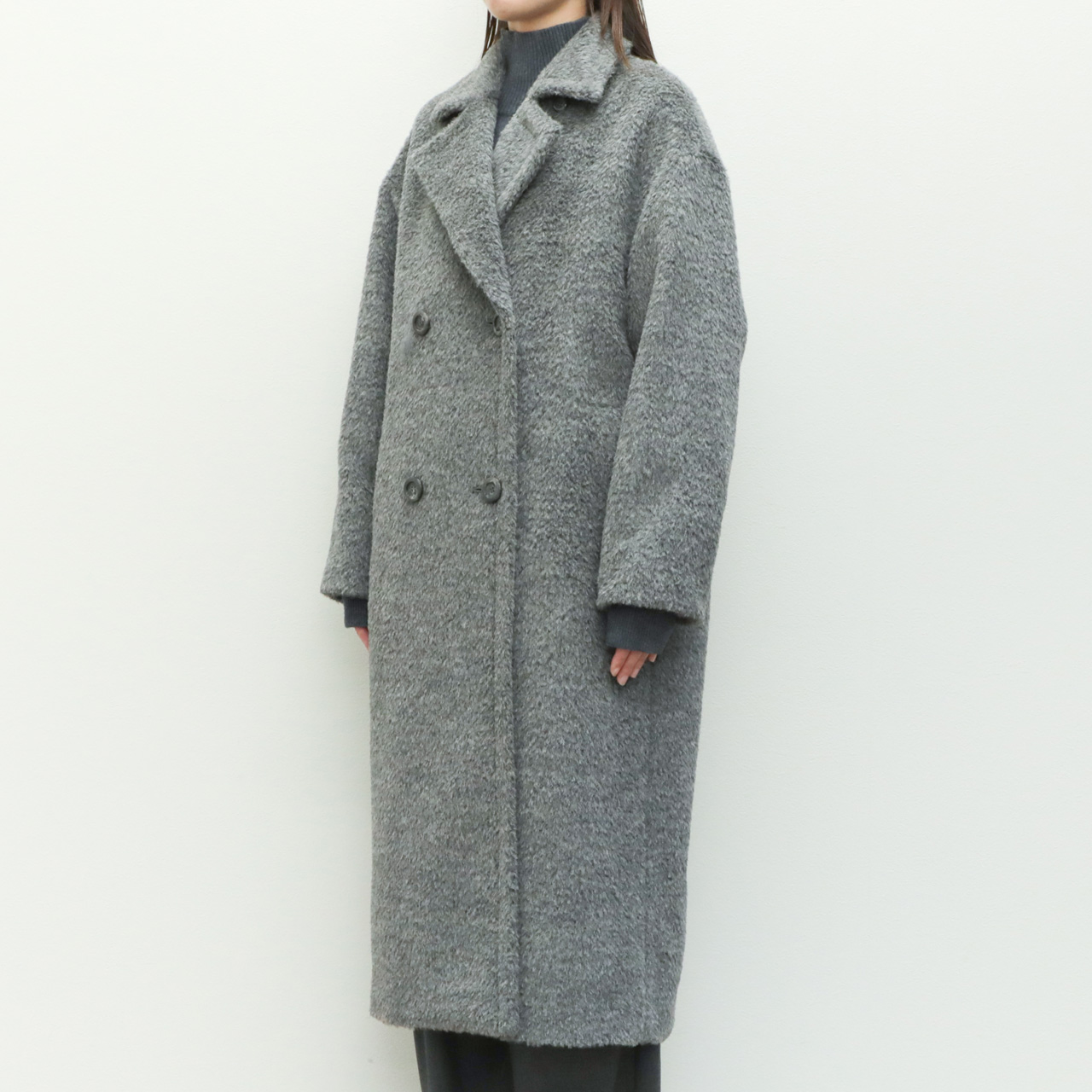 drawell ドロウェル コート ダブルブレスト ロング シャギー アルパカ