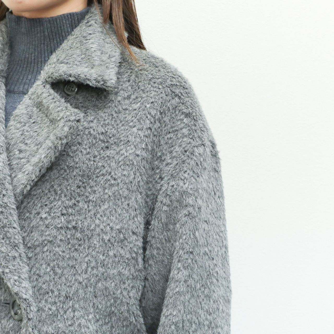 drawell ドロウェル コート ダブルブレスト ロング シャギー アルパカ