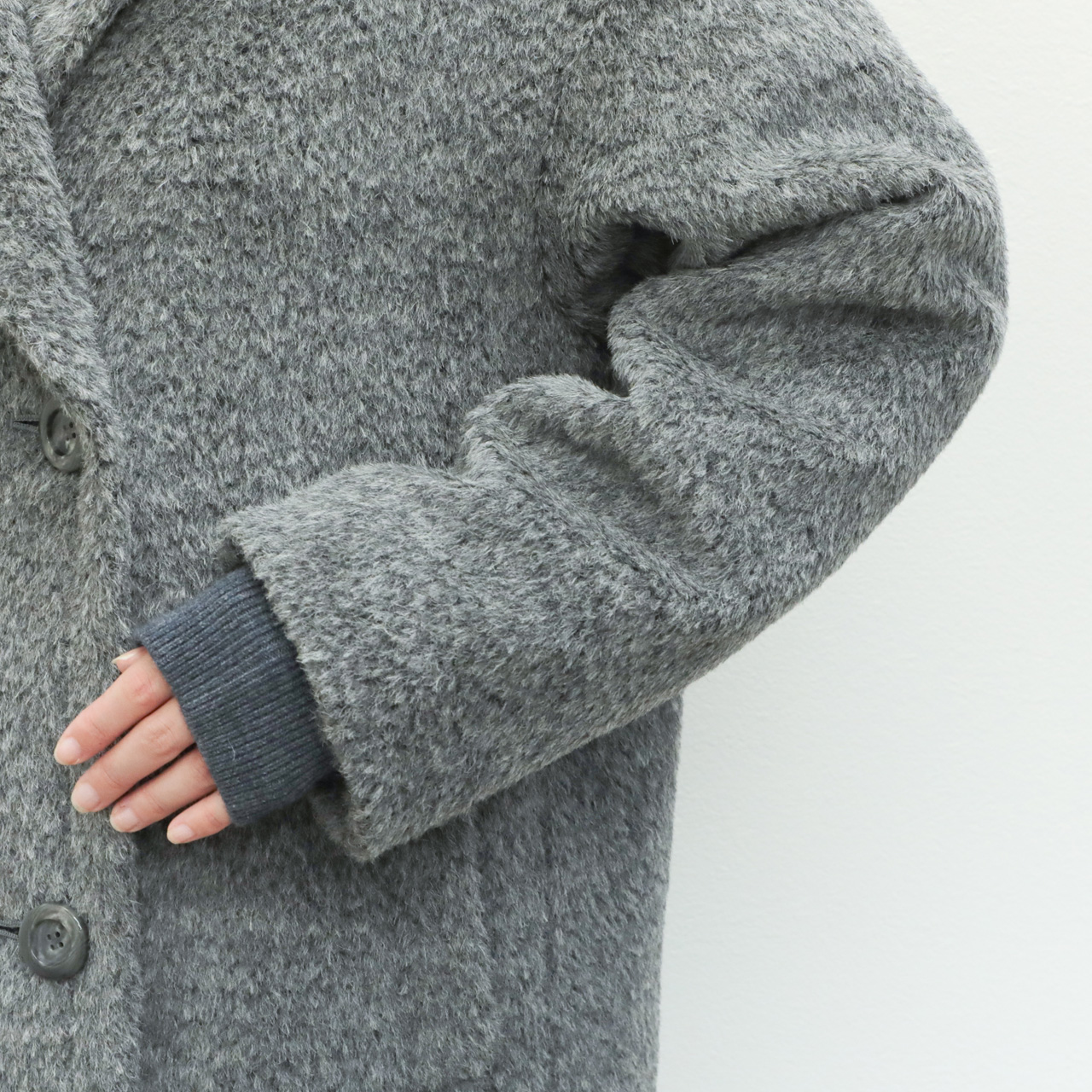 drawell ドロウェル コート ダブルブレスト ロング シャギー アルパカ