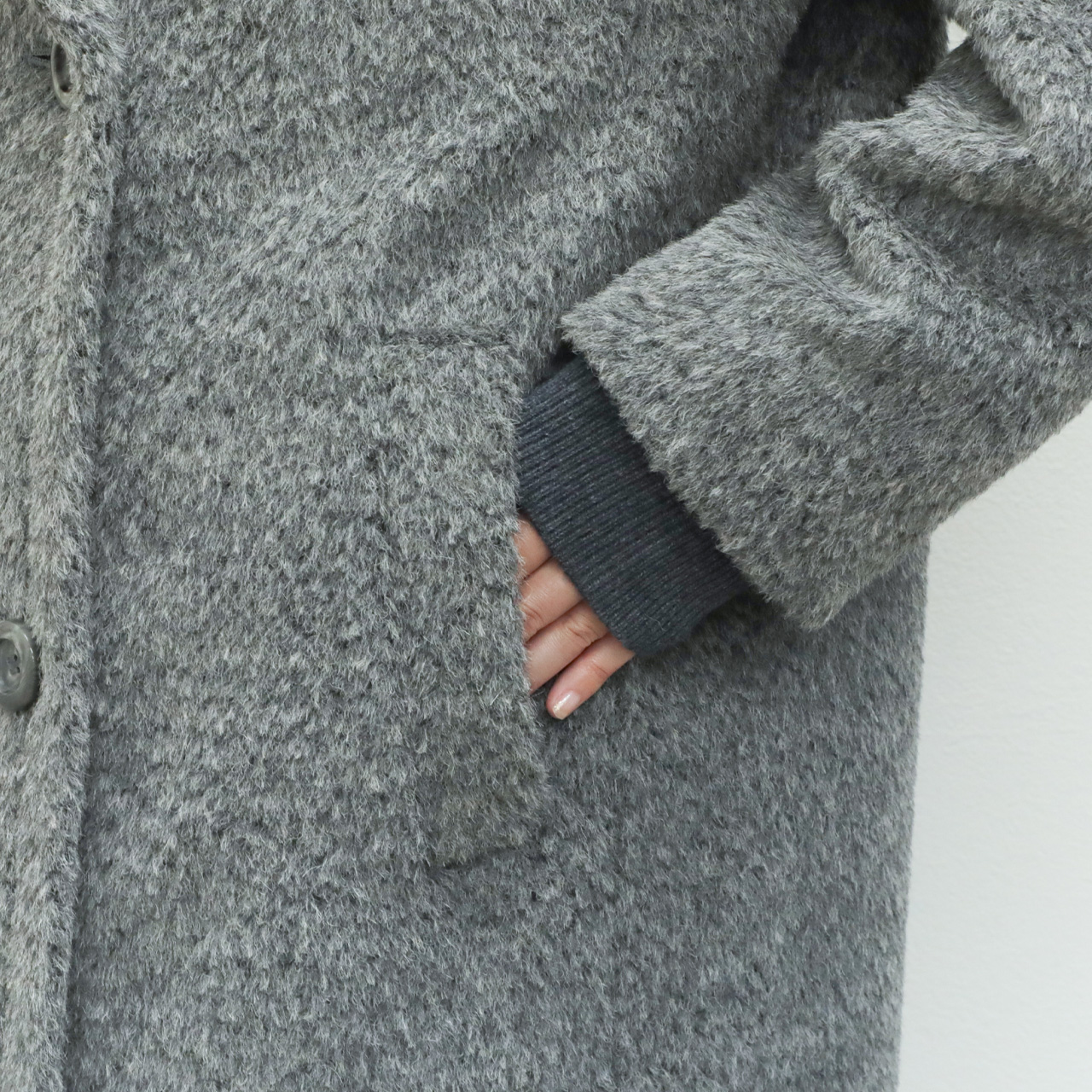 drawell ドロウェル コート ダブルブレスト ロング シャギー アルパカ