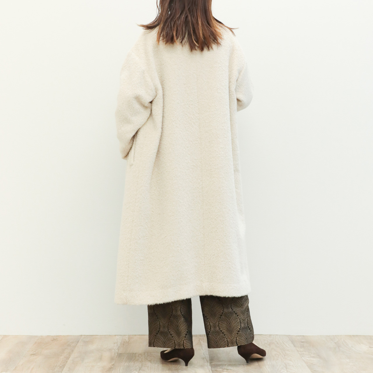 drawell ドロウェル コート ダブルブレスト ロング シャギー