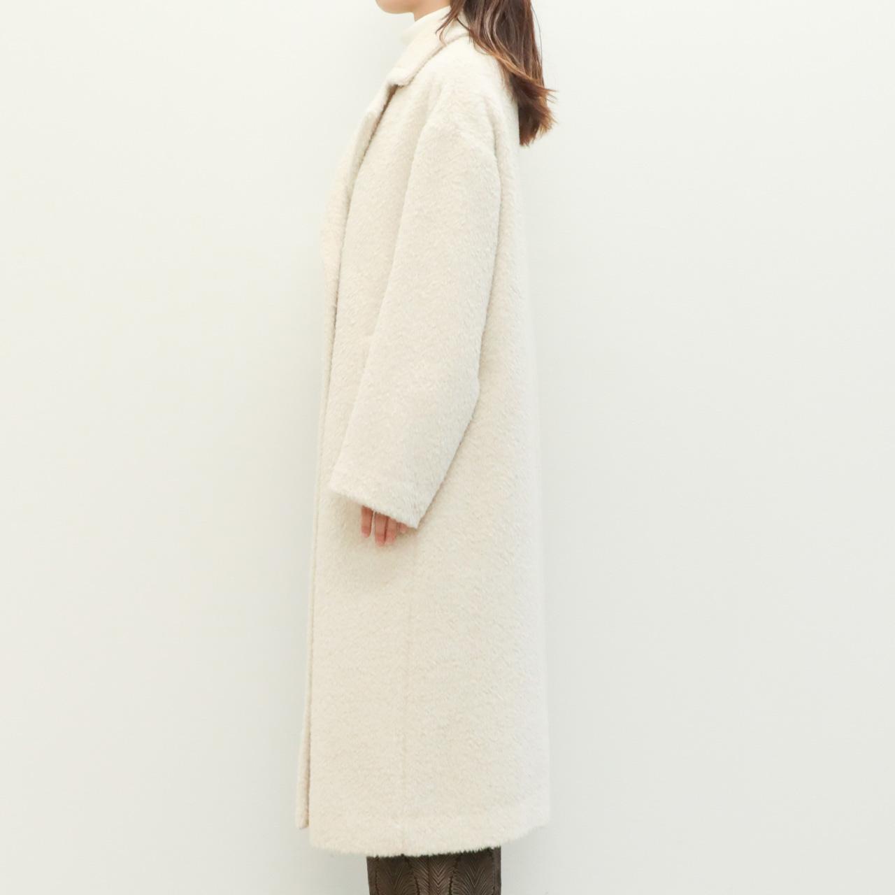 drawell ドロウェル コート ダブルブレスト ロング シャギー アルパカ