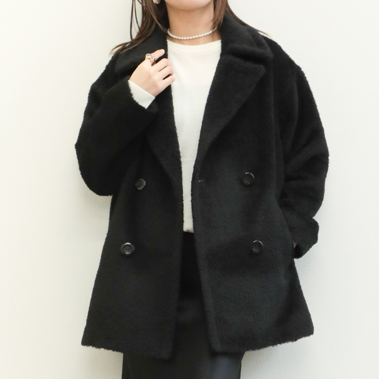 drawell ドロウェル コート Pコート ダブルブレスト ショート丈