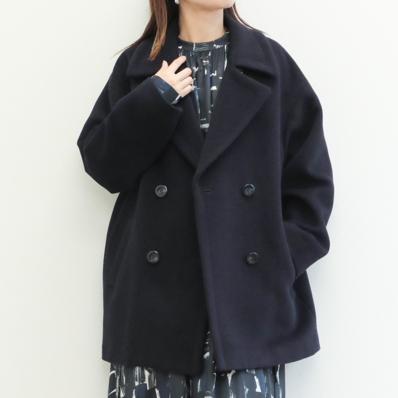 drawell ドロウェル コート Pコート ダブルブレスト ショート丈