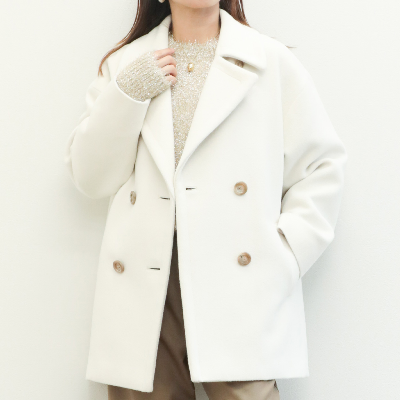 drawell ドロウェル コート Pコート ダブルブレスト ショート丈