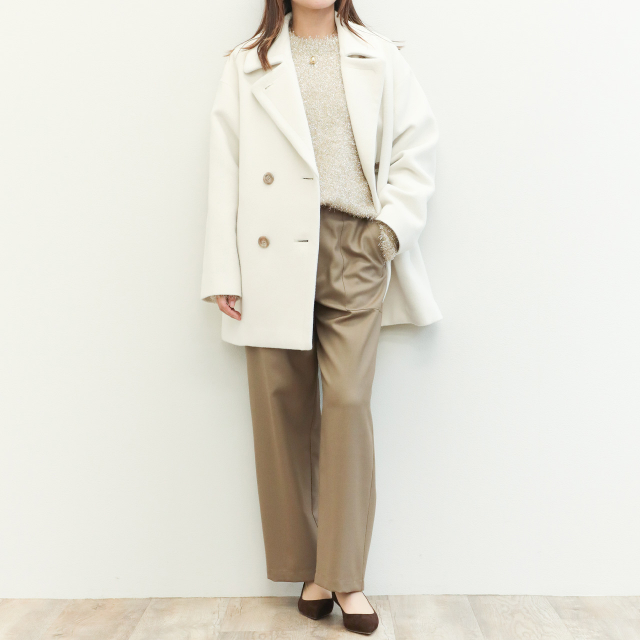 drawell ドロウェル コート Pコート ダブルブレスト ショート丈