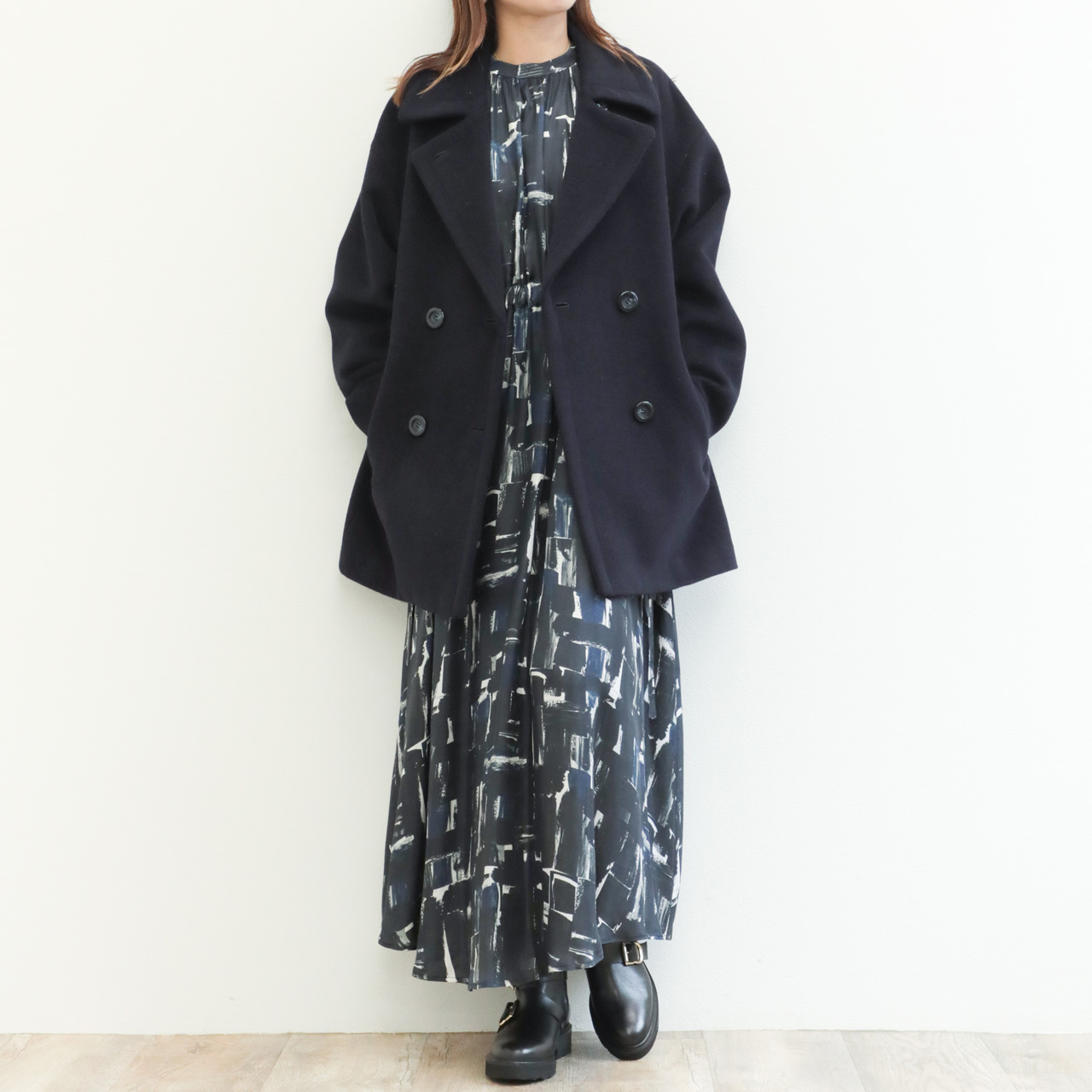 drawell ドロウェル コート Pコート ダブルブレスト ショート丈