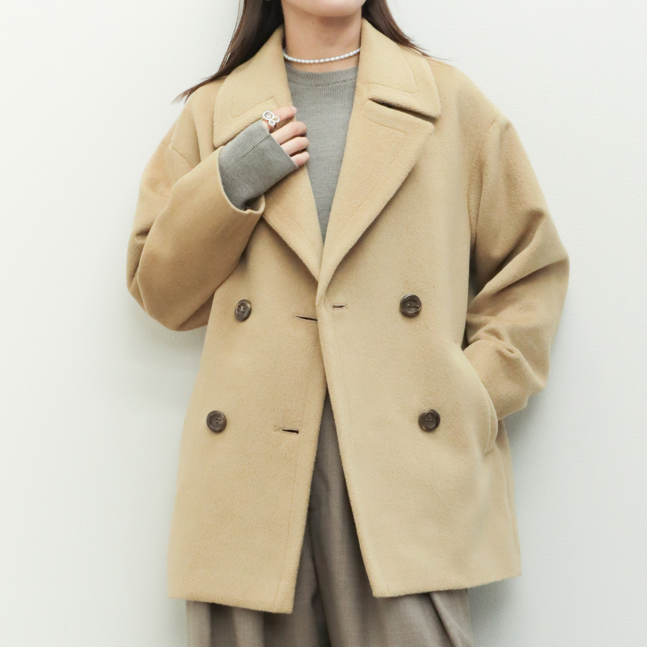 drawell ドロウェル コート Pコート ダブルブレスト ショート丈