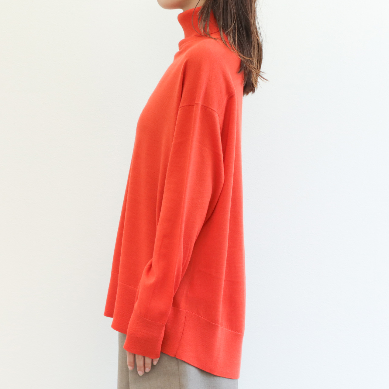 drawell ドロウェル ニット タートルネック 長袖 バックフレア ウール