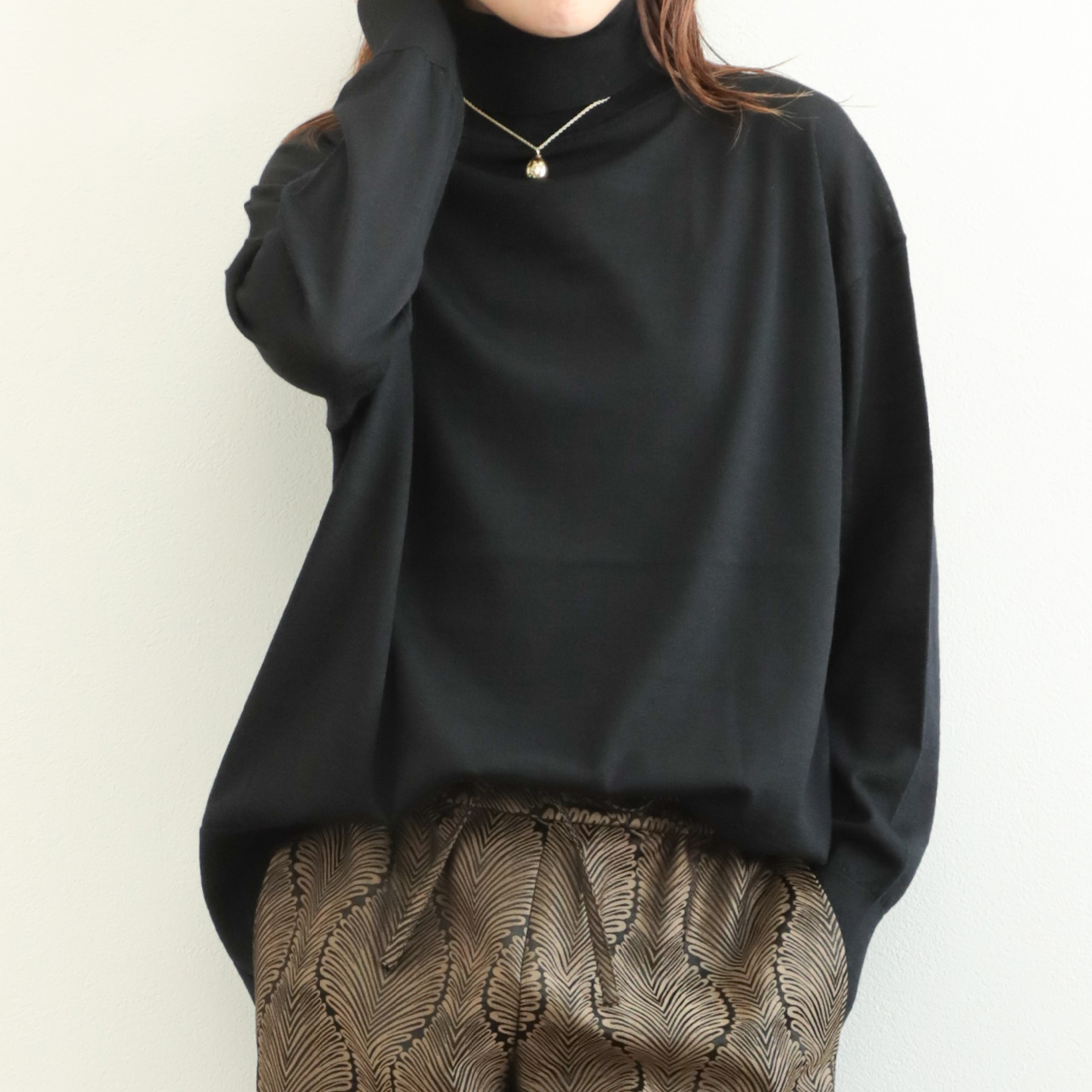 Dolce&Gabban DGブラックハイネックリブニットジャケット 48 ロゴ