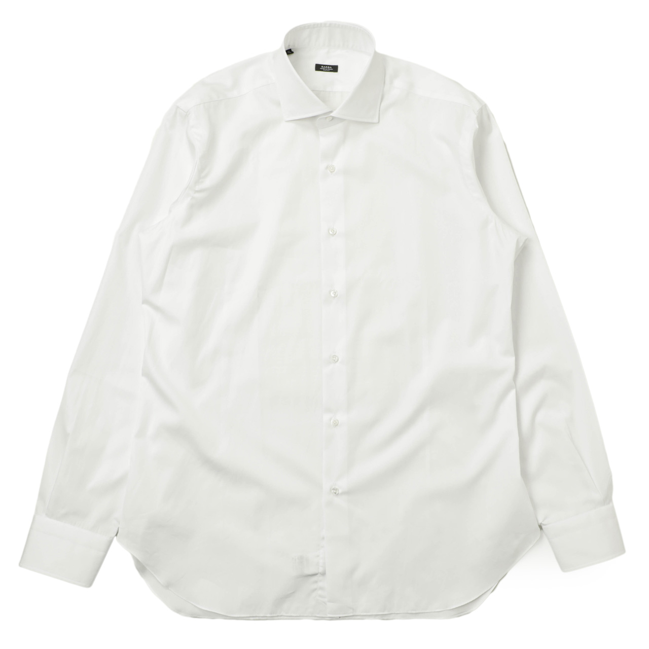 BARBA バルバ ホワイト 長袖プルオーバーシャツ 新品未使用 BARBA バルバ メンズ シャツ セミワイドカラー コットン 長袖 ラウンド