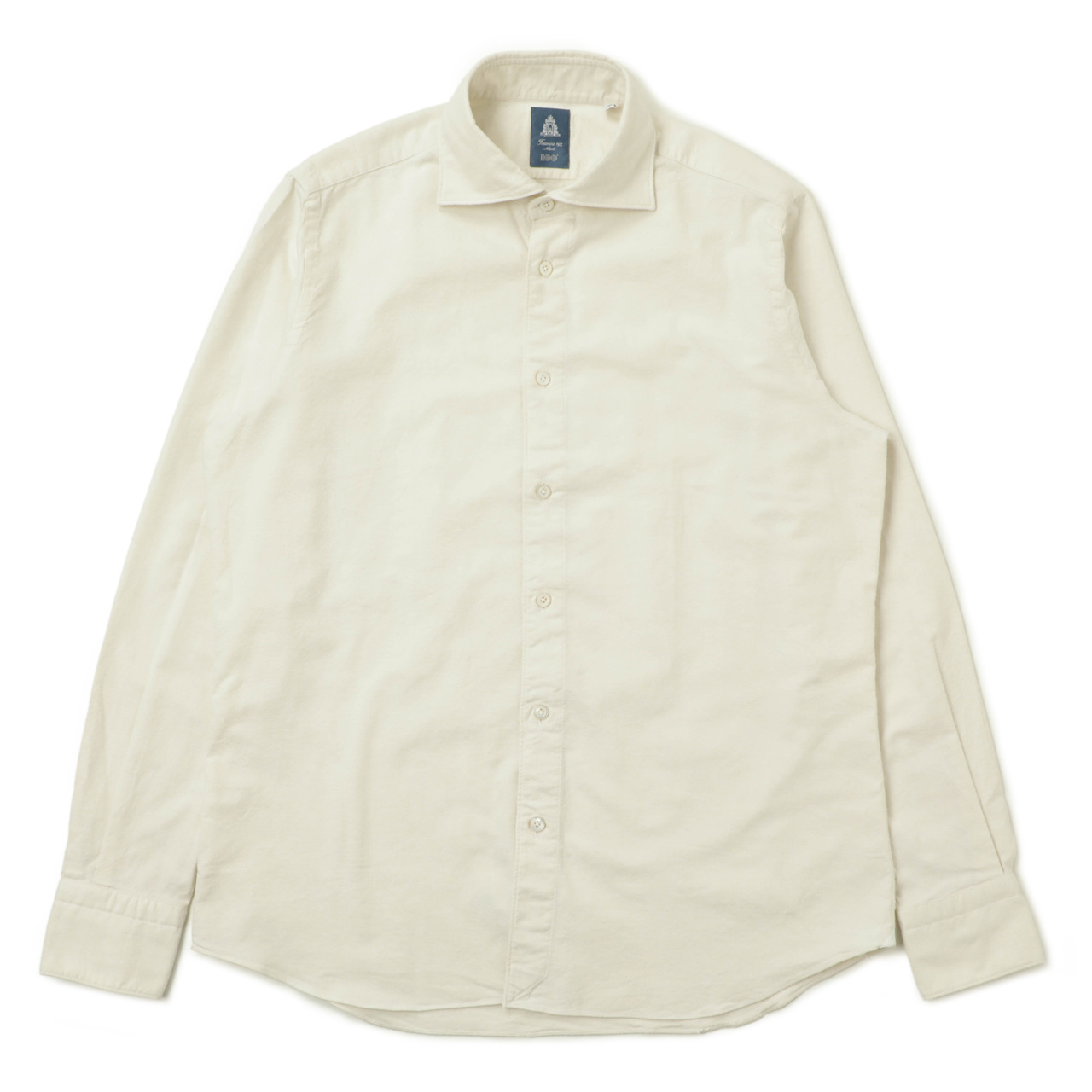 フィナモレ／コットンシャツ／ホワイト／M コットンブロード セミワイドカラーシャツ【VITTORIO/J/MILANO