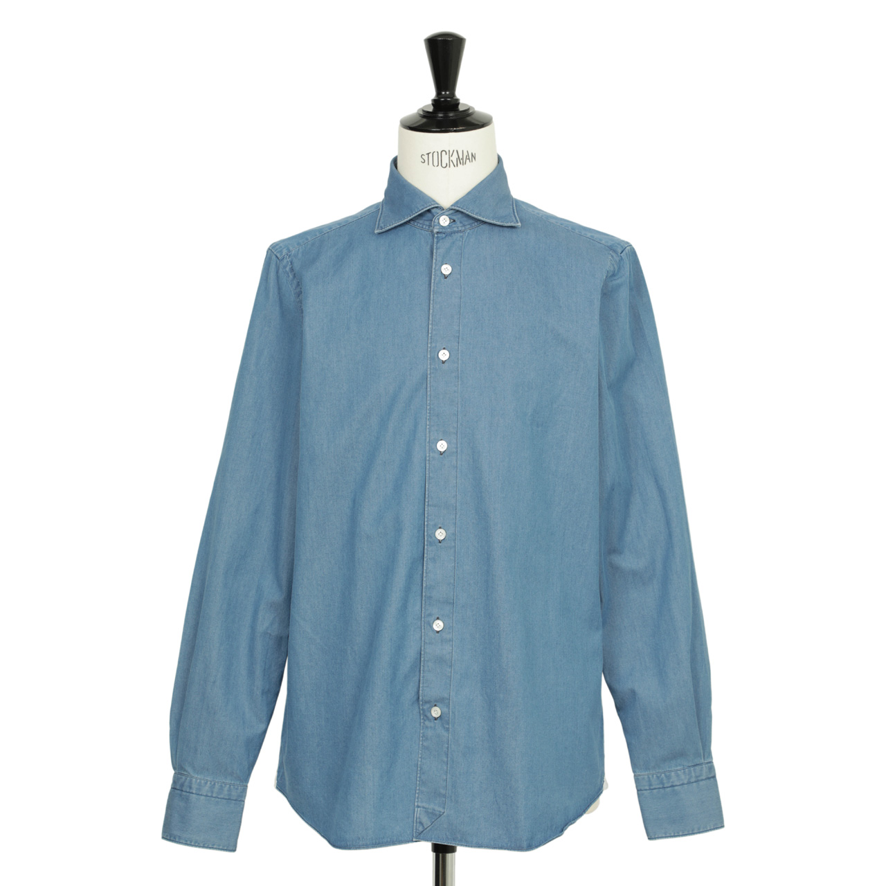 イタリア製＊フィナモレ 40 M相当 コットン100% 長袖シャツ ブルー Finamore フィナモレ イタリア製 長袖 シャツ ブルー 青 M