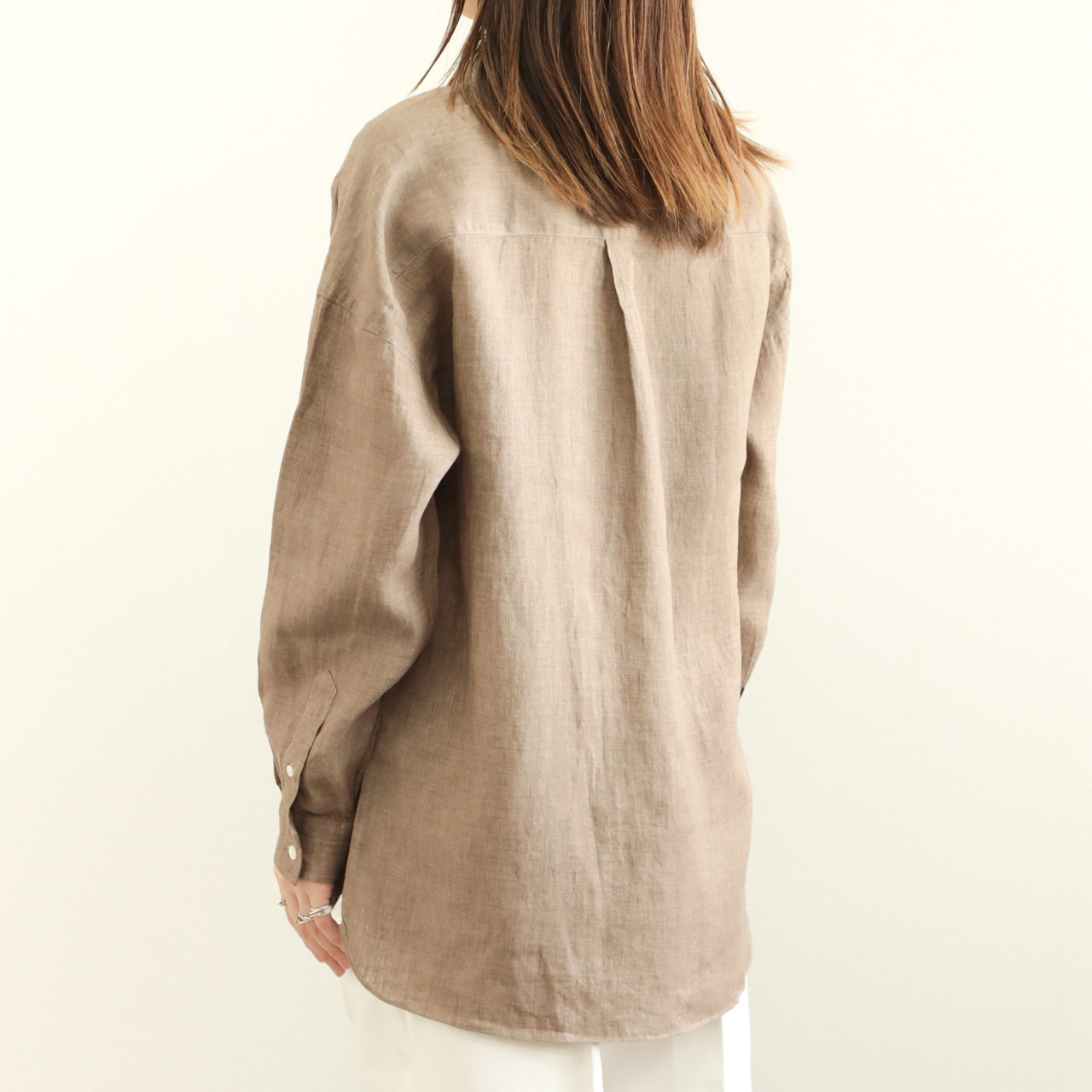 美品】Finamore リネンシャツ ブラウン 39