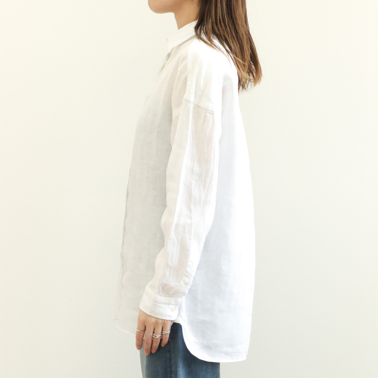 Finamore フィナモレ シャツ リネン レギュラーカラー メランジ