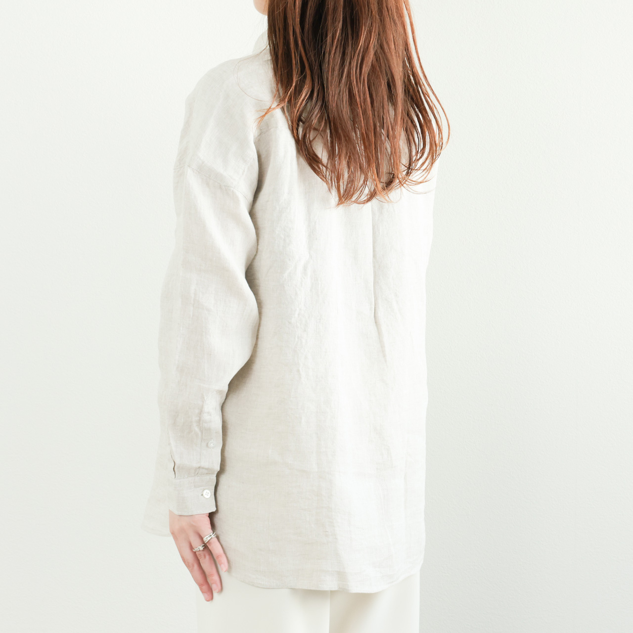 Finamore フィナモレ レディース シャツ リネン レギュラーカラー 無地