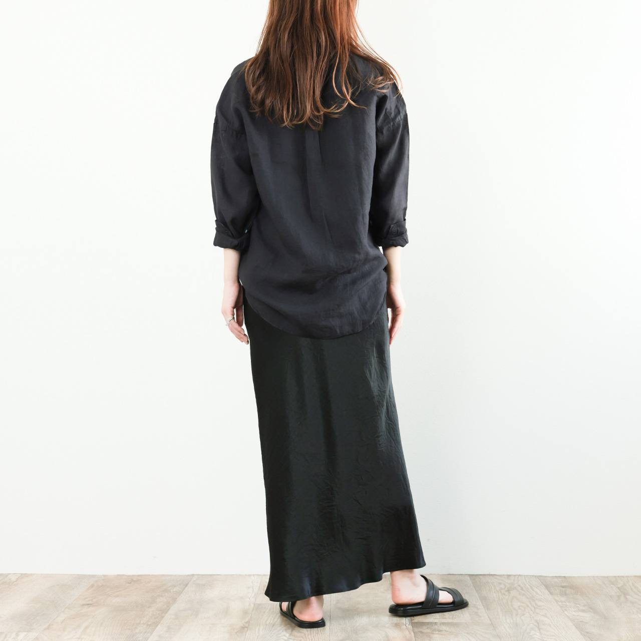 Finamore フィナモレ レディース シャツ リネン レギュラーカラー 無地