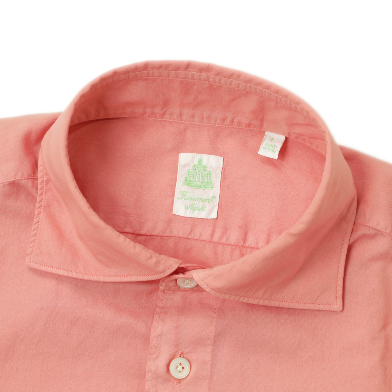 Finamore カッタウェイシャツ ピンク Mサイズ Finamore フィナモレ メンズ シャツ カッタウェイ コットン