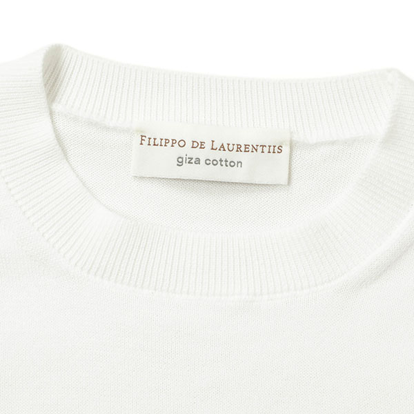 美品 フィリッポ デ ローレンティス クルーネックニット ギザコットン 50 白 SALE】FILIPPO DE LAURENTIIS（フィリッポ デ ローレンティス