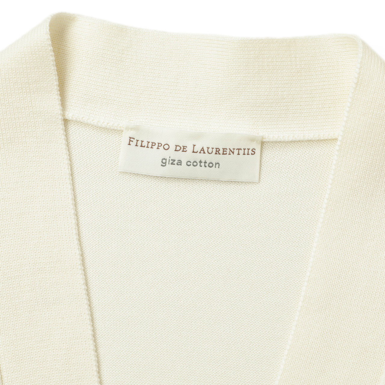 フィリッポデロレンティス ギザコットン ワッフルニット50 白クルーネック FILIPPO DE LAURENTIIS（フィリッポ デ ローレンティス）ギザコットンS