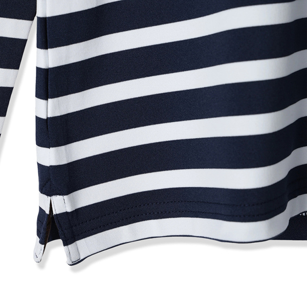 フェリージ　ゴルフ　半袖モックネック　ホワイト、ネイビーボーダー サイズM Felisi GOLF フェリージ ゴルフ MS STRIPE LS HIGH NECK SHIRT