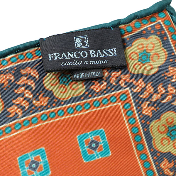 franco bassi フランコバッシ ポケットチーフ U22I-8044 2/オレンジ 