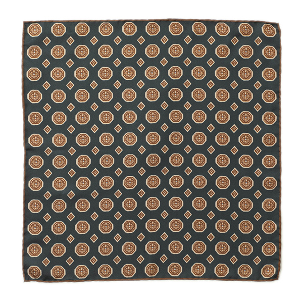 【新品】FRANCO BASSI／ダイヤモンド柄／シャドーペイズリー／ブラウン BEAMS F（ビームスF）FRANCO BASSI / シルク ペイズリー