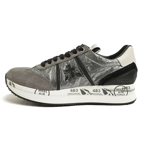 PREMIATA プレミアータ スニーカー レディース ローカット ナイロン スエード レースアップ 厚底 CONNY 6986 6986/シルバー｜ PREMIATA｜菅原靴店